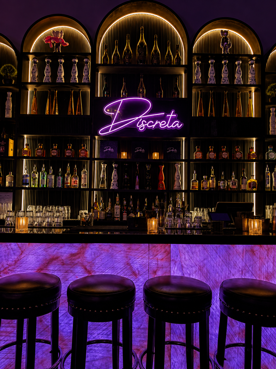 Arched Bar Backlit Shelving